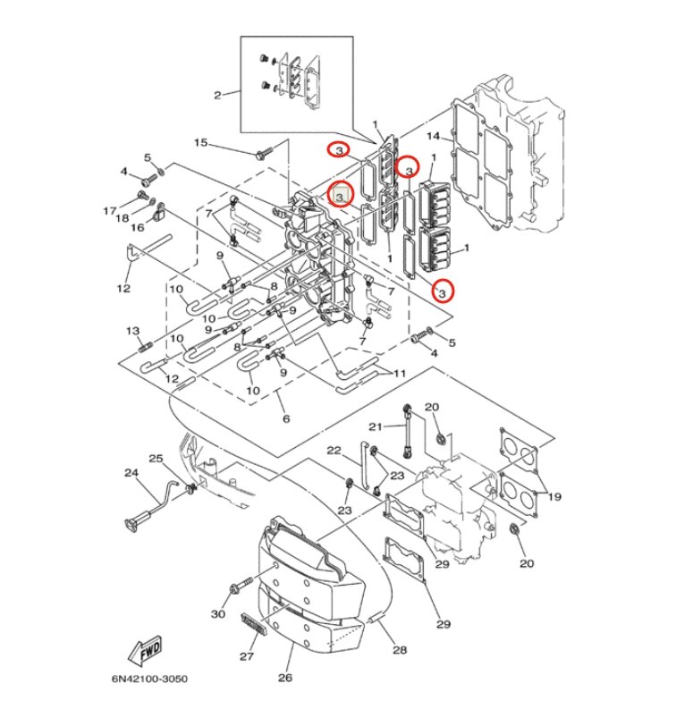 6E5-13621-A1-00 Gasket, Valve Seat For Yamaha Outboard 115-200 HP 2 Stroke Boat Motor Engine Parts