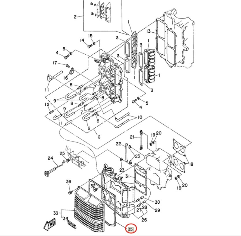 6E5-14416-A1-00 Gasket, Air Cleaner For Yamaha Outboard 115 HP 2 Stroke Boat Motor Engine Parts